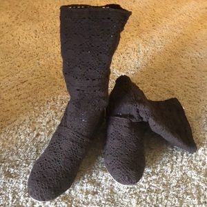 Boots - Brown lace mid-calf boots size 40